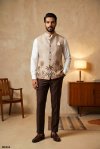 Cream Outluk Wedding Vol 63 Linen Modi Jacket Collection W6304